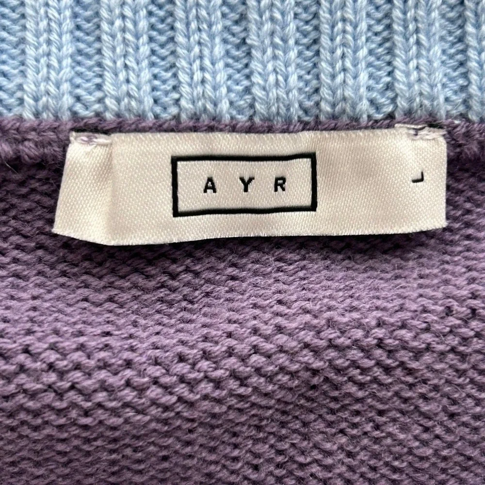 AYR Men's Colorblock Crewneck Sweater Blue Brown Cotton Pullover Size L NWOT